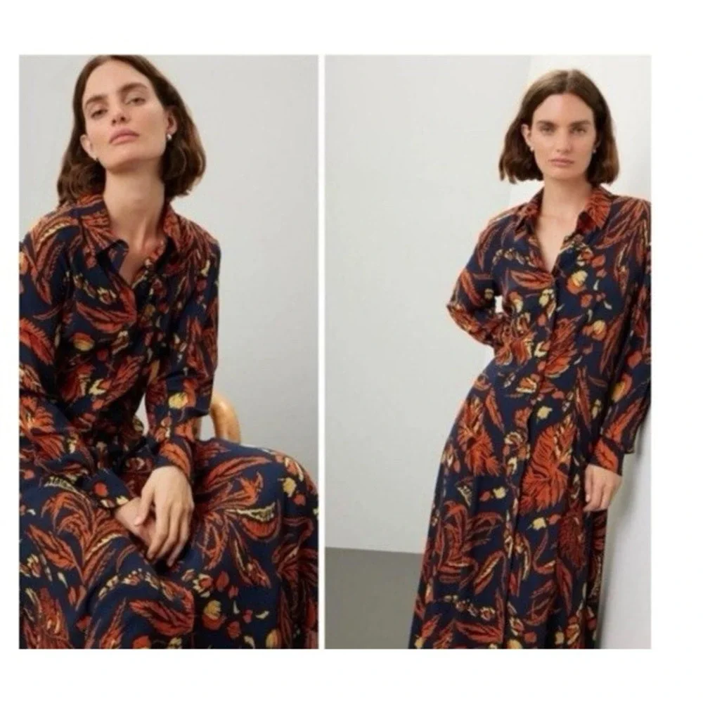 Thakoon Collective Floral Maxi Dress Collared Long Sleeve - Picture 2 of 9